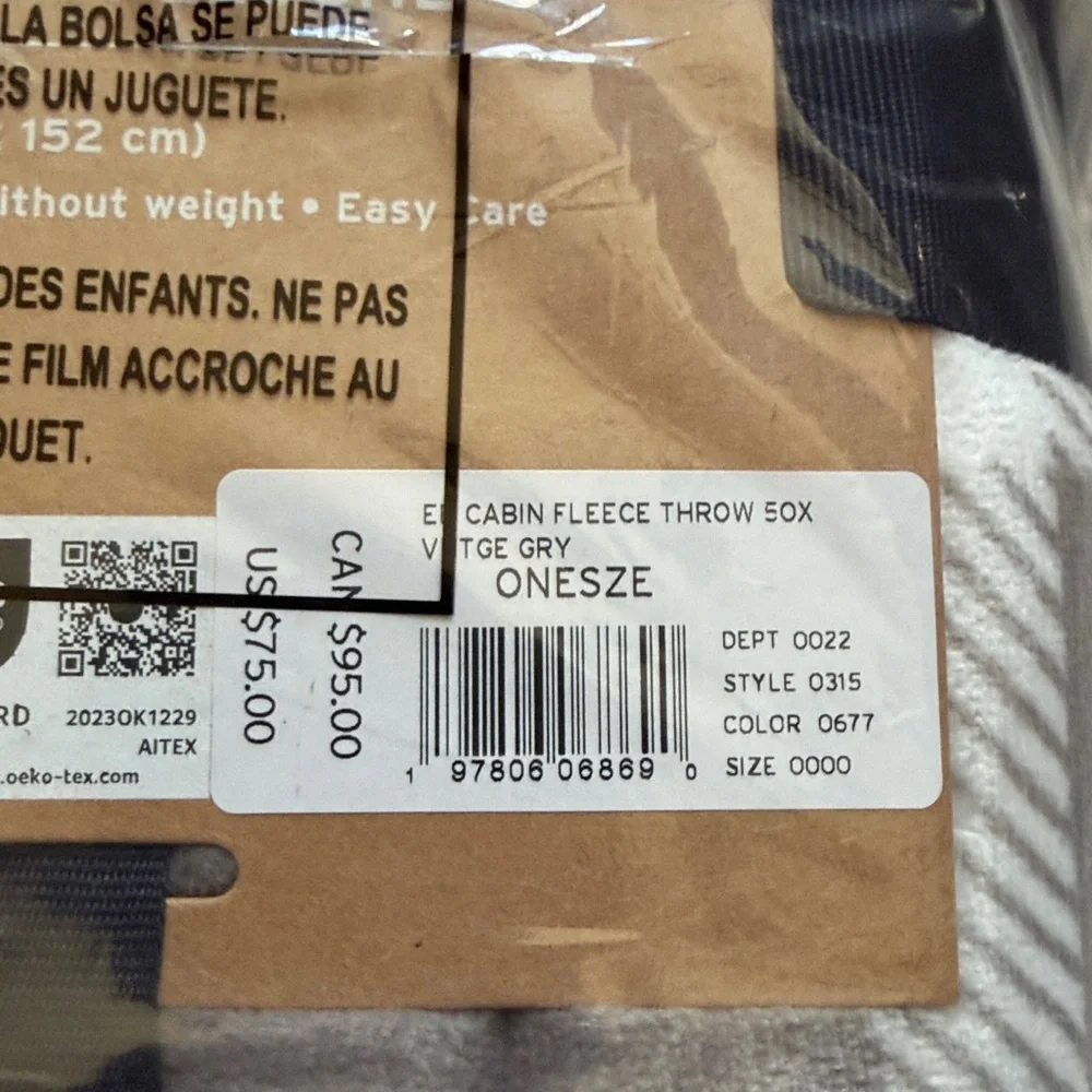 Eddie Bauer Ultra Plush Faux Shearling Throw - Gray and White